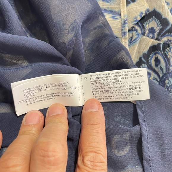 ZARA Blue Metallic Paisley Printed Dress Size: M - Picture 12 of 14